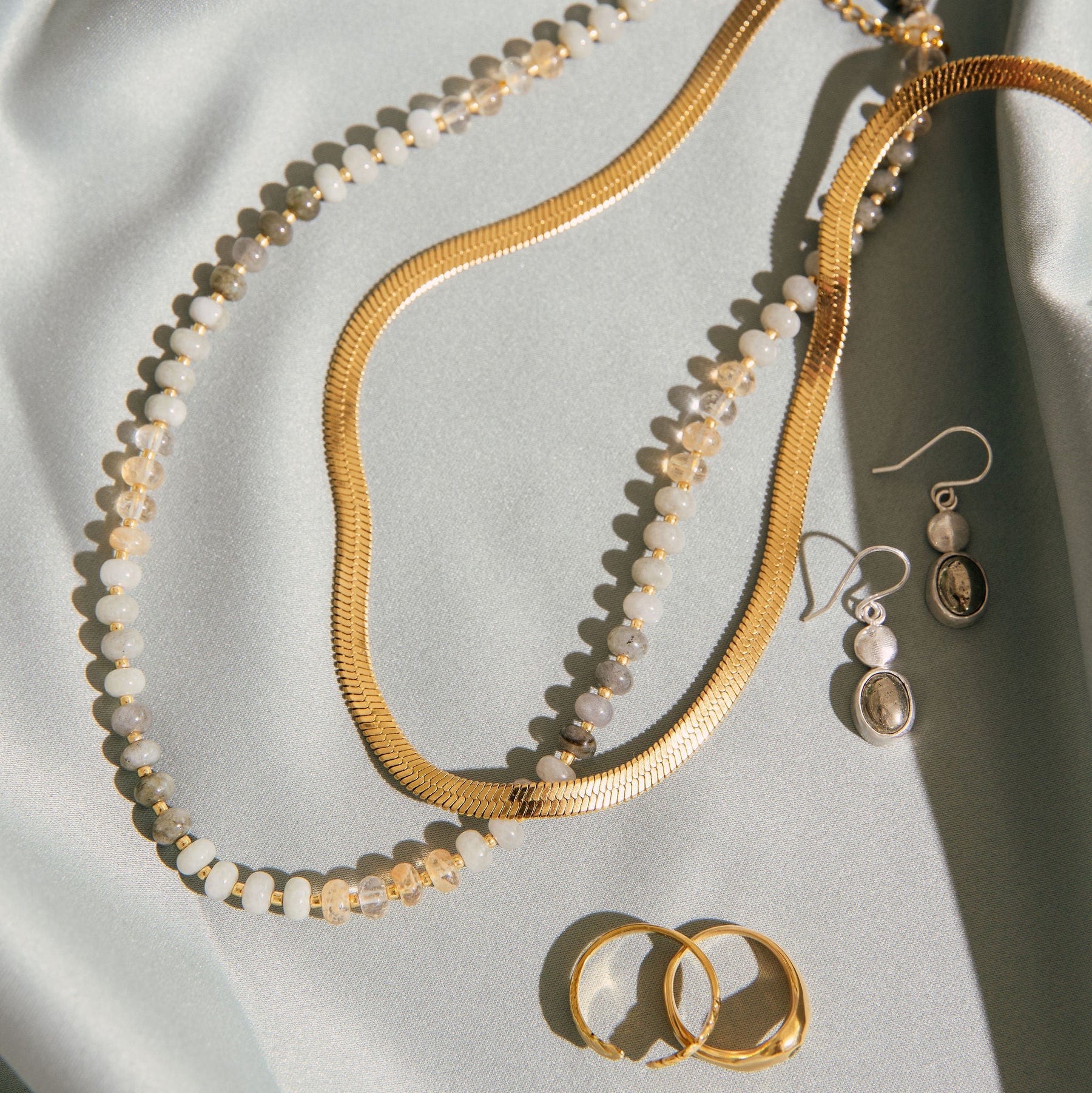 Sterling & Pyrite Thumbprint Earrings