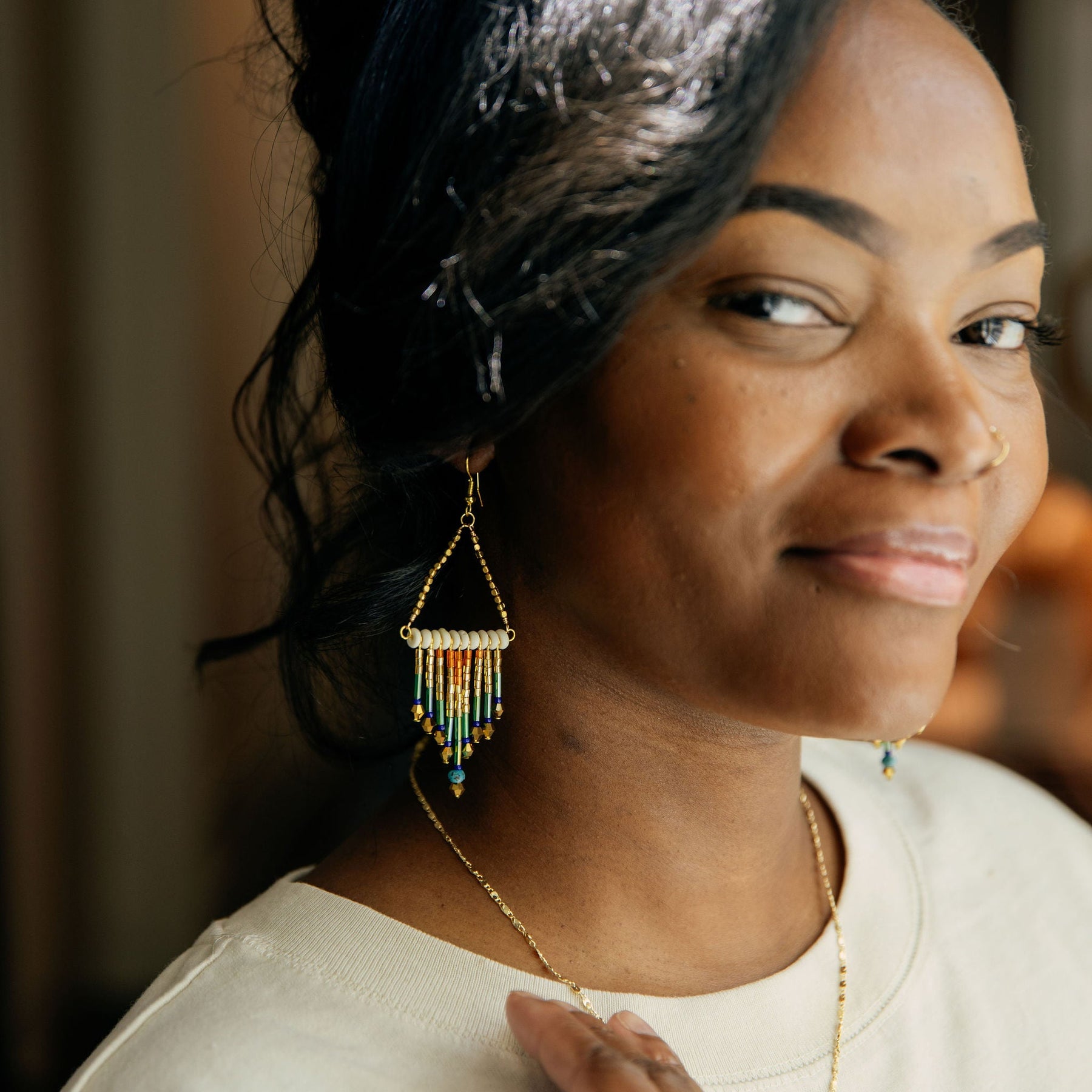 Tapestry Beaded Drop Earrings