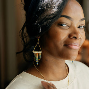 Tapestry Beaded Drop Earrings