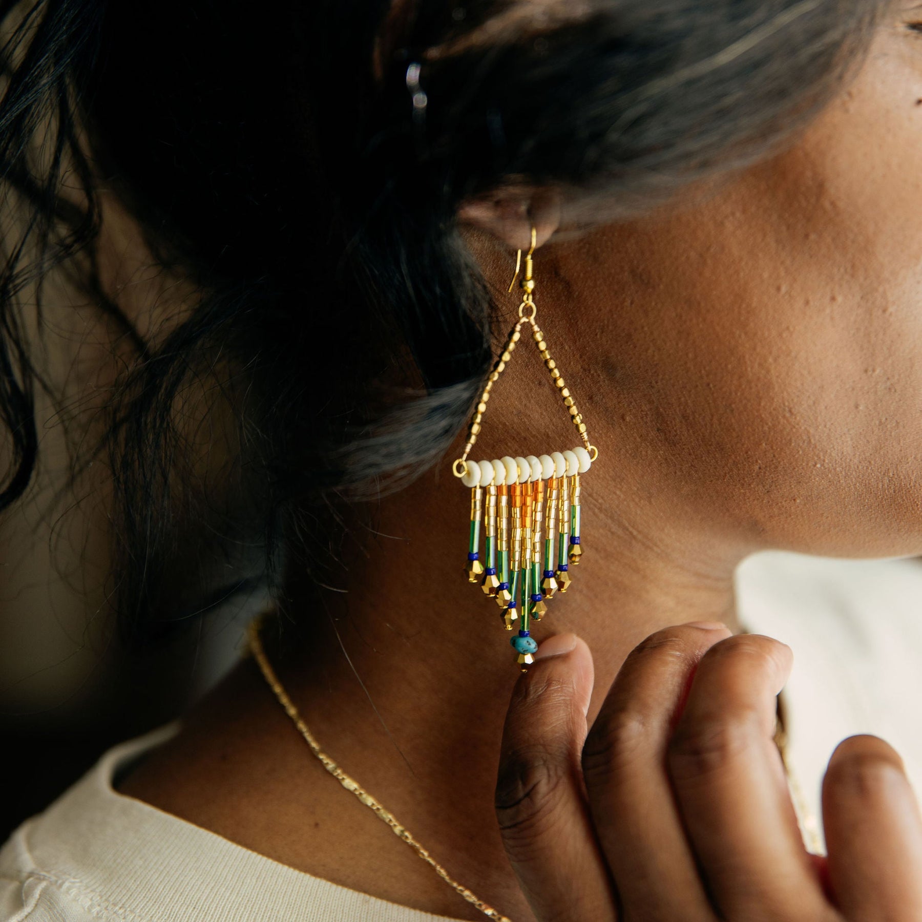 Tapestry Beaded Drop Earrings
