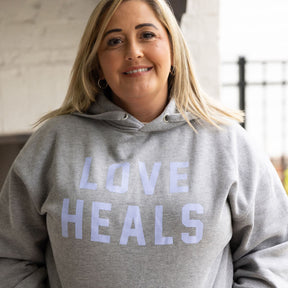 Gray Love Heals Hooded Sweatshirt