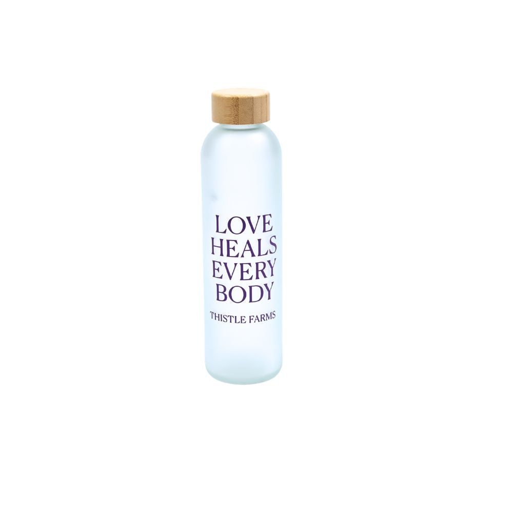 Love Heals Glass Water Bottle