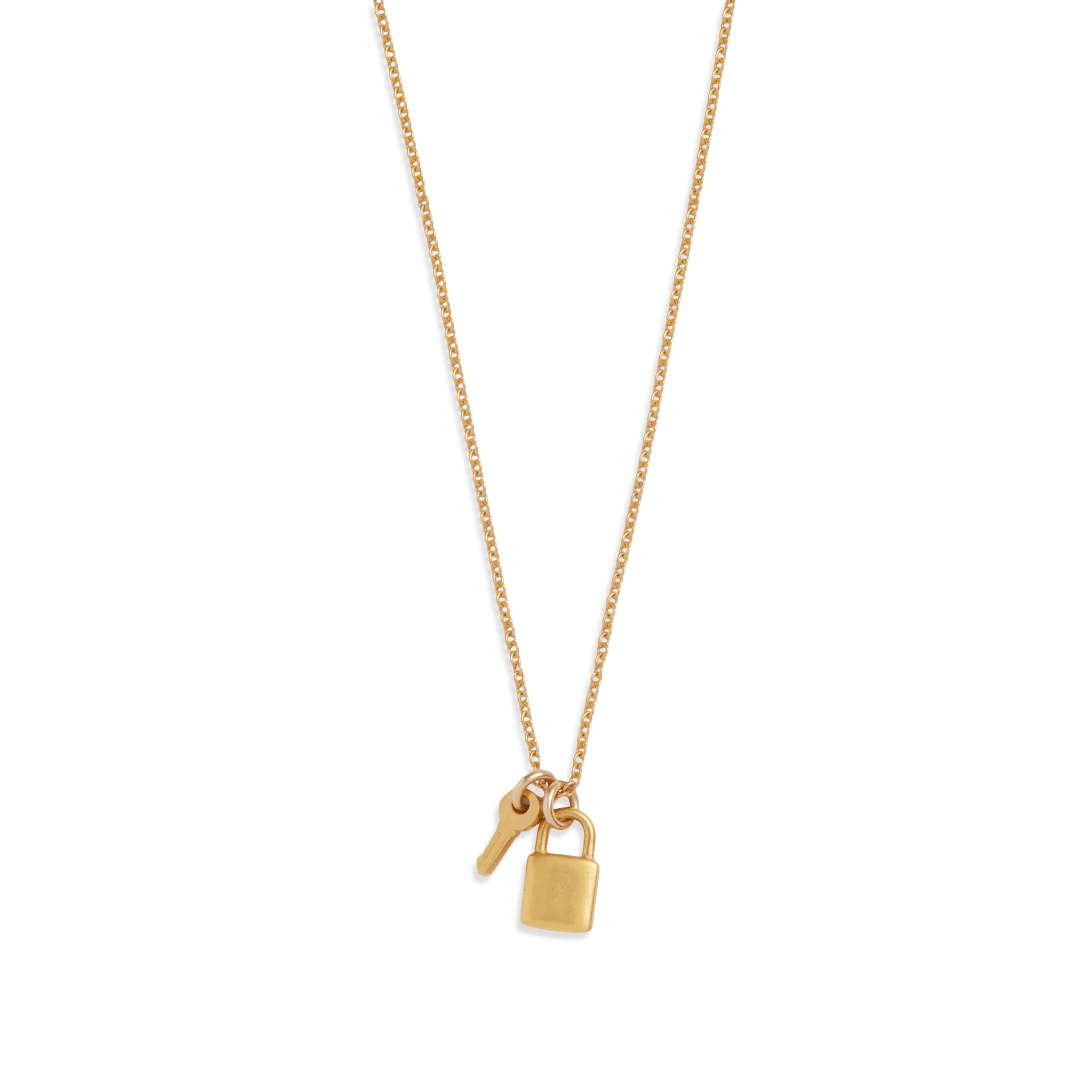 Heart Lock and Key Necklace 14K Gold